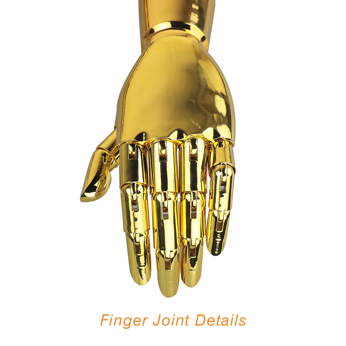 DE-LIANG Gold Chrome Hand Mannequin from Mannequin Body Plug In Arm Mannequin Moveable Fingers Joints DE-LIANG