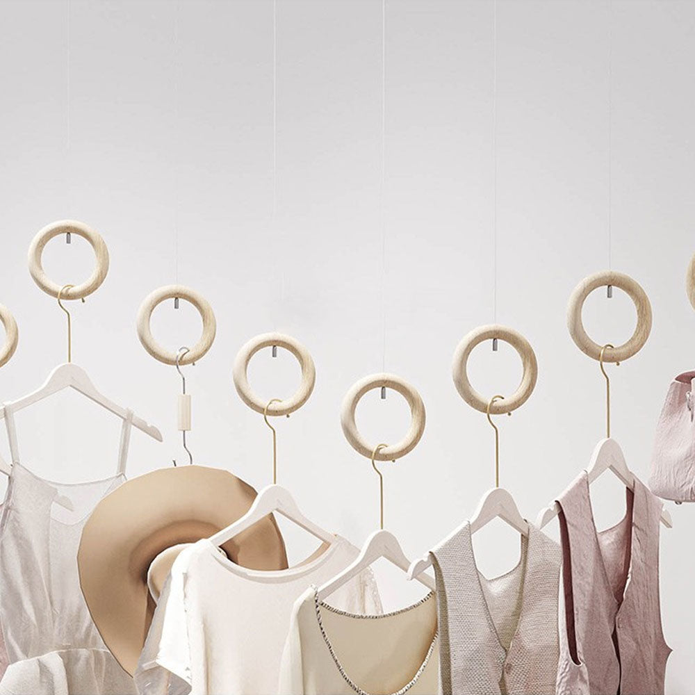 DE-LIANG Wooden Ring Hanger Wall Mounted Ceiling Ring Fashion Design for Shop Decoration De-Liang Dress Forms