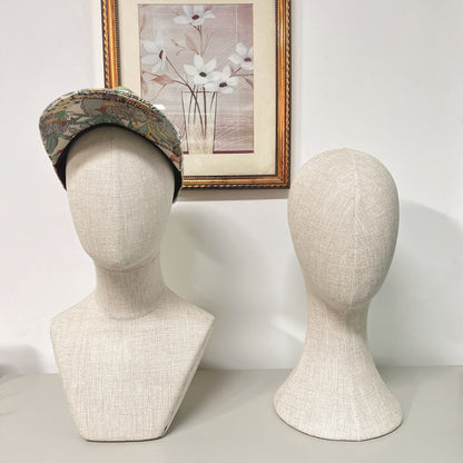 Clearance Sale Bamboo Linen Female Head Mannequin,Pinnable Head Model with Long Neck/Shoulders,for Hat/Wig/Scarf Display DE-LIANG