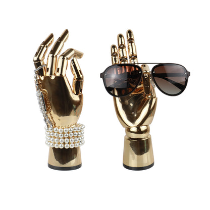 Fashion Electroplating Female Hand Mannequin,Plated Golden Left and Right Hand Model Props,Movable Joint Simulation Jewelry,Bracelet Display DE-LIANG