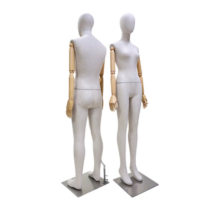 New Style Female|Male Bamboo Linen Mannequin Torso,Luxury High End Fabric Mannequin for Clothes Window Display,Full/Half Body Mannequin Torso De-Liang Dress Forms