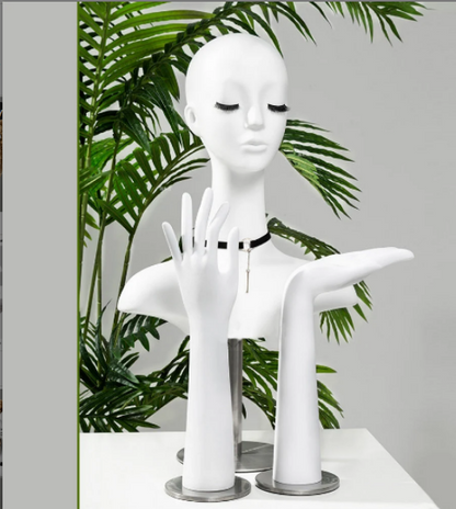 Luxury White Mannequin Head, Wig Hat stand,Female Headpiece Display Jewelry EARRING Head Block, Dress Form Model Dummy,Headphone Stand Head DE-LIANG