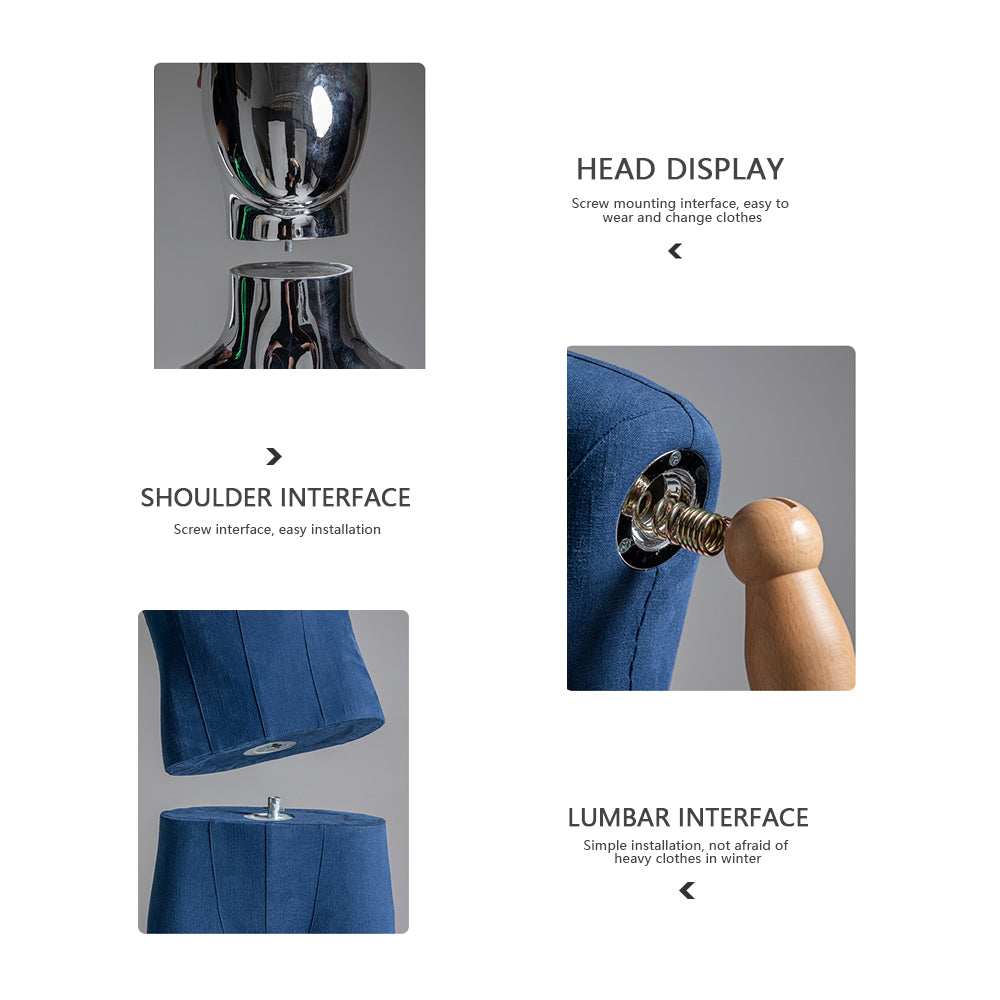 Luxury Mannequin Full Body Torso,Male Dress Form Model Props with Plated Head,Clothing Stores Display Holder