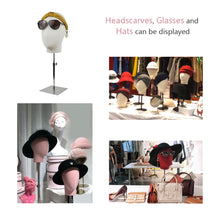 Load image into Gallery viewer, Adjustable Suede Mannequin Head, Linen Female and Male Mannequin Hat block ,Metal Hat Holder, High-grade Rack Accessories for Hair Boutique
