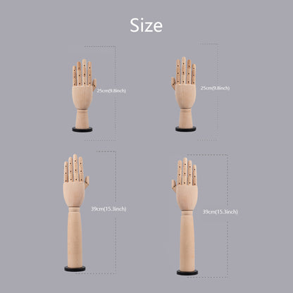 Solid Wood Hand Mannequin,Left and Right Hand Model Prop,Wooden Fake Hand for Glove and Jewelry Window Display Rack DeLiangDressForms