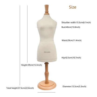 DE-LIANG Clearance Sales half scale mini dress form mannequin for sewing, clothing female torso mannequin, dressmaker dummy fully pin foam pattern DE-LIANG