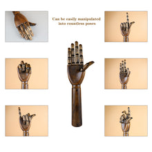 Load image into Gallery viewer, Vintage Wood Female Right Hand Mannequin, Dark Brown Color Maniqui, Flexible Movable Fingers Manikin,Jewelry Display Wooden Mannequin Hand
