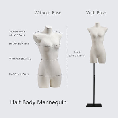 DE-LIANG Fashion Female Underwear Mannequin,Adult Half Body Dress Form with Square Metal Base,Women Velvet Bust/Hip Form for Lingerie Store Display DE-LIANG