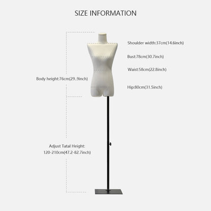 Adult female fabric half-body mannequin for window display