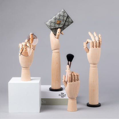 Fashion Solid Wooden Hand Mannequin,Right and Left Hands  Model Props,Flexible Fingers for Nail Gloves Ring Jewelry Store Window Display DE-LIANG