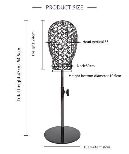 Metal Mannequin Head, Steel Wire Frame Hollow Head,Torso Display Hat Props Fishtail Dress Form Decorative Stand Display , Wig Display Props DE-LIANG