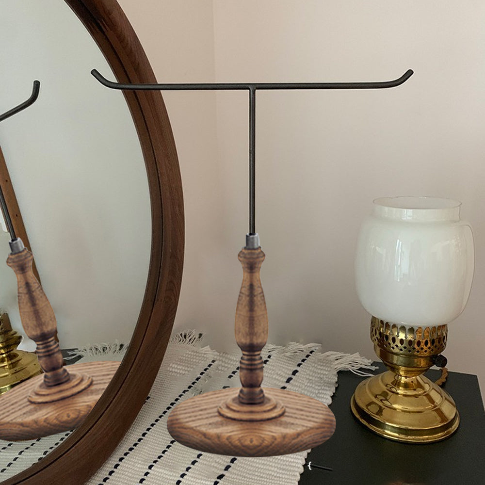 Vintage Scarf Stand Holder,Tabletop Jewelry Display Rack with Wooden Base,Adjustable Height Bracelet Storage Display Prop,Silk Organizer