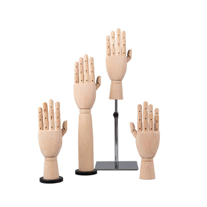 Solid Wood Hand Mannequin,Left and Right Hand Model Prop,Wooden Fake Hand for Glove and Jewelry Window Display Rack DeLiangDressForms