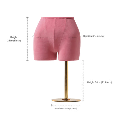 Female Underwear Mannequin,Adjustable Women Hip Form, Canvas Half Body with Golden Metal Base,Dress Form for Retail Boutique Store Display De-Liang Dress Forms