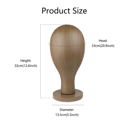 Unisex Plastic Head Mannequin for Jewelry Necklace,Classic wood grain effect Wooden Head Stand for Wig Hat Display, ABS Head Model, Brown DE-LIANG