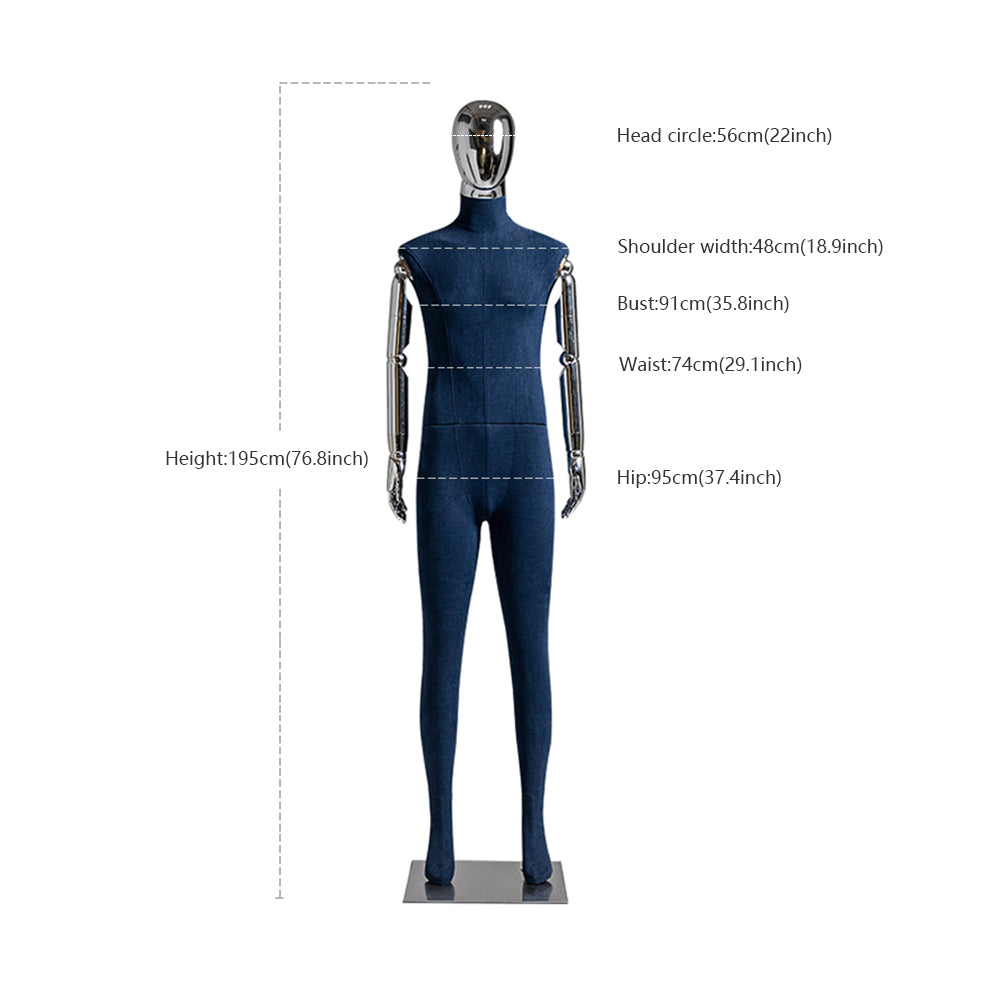 Luxury Mannequin Full Body Torso,Male Dress Form Model Props with Plated Head,Clothing Stores Display Holder