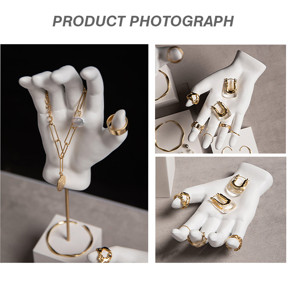 Luxury Jewelry Display Props,Creative Hand Mannequin for Ring Necklace Collectible,Handmade Earrings Storage Rack for Boutique Store Display