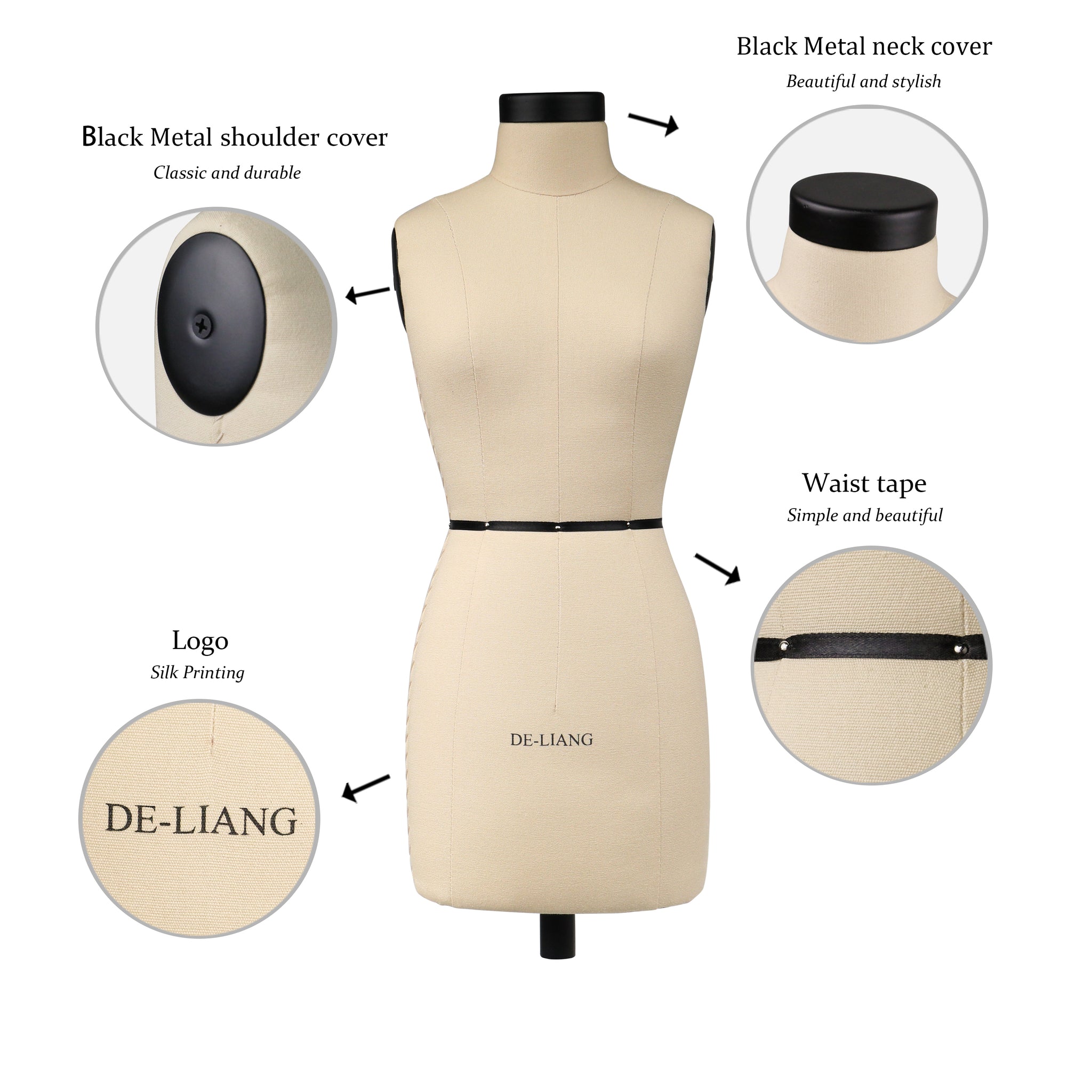 DL268 Half Scale Dress Form, Plus Size 16 Woman Mannequin