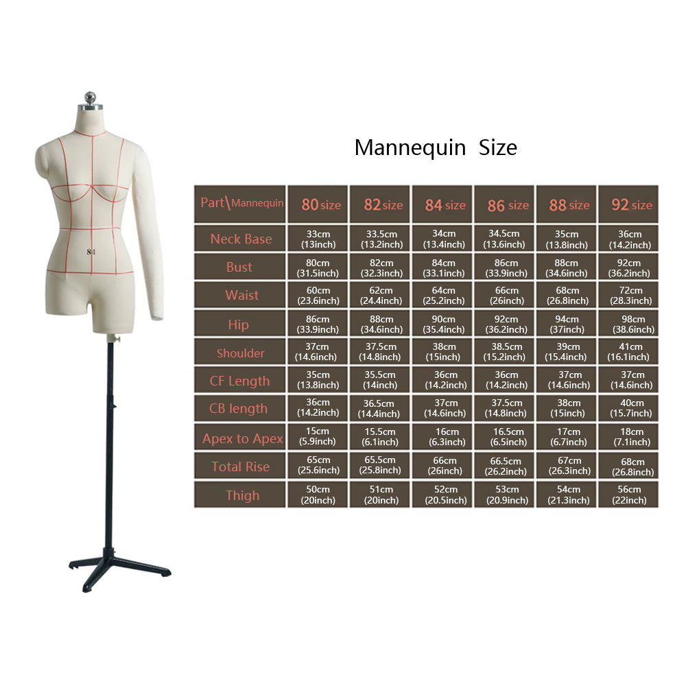 Adult Female Tailor Dress Form,Dressmaker Dummy Mannequin,Pattern Draping Fitting Model for Design,Fully Pinable Torso with A Left Soft Arm DE-LIANG