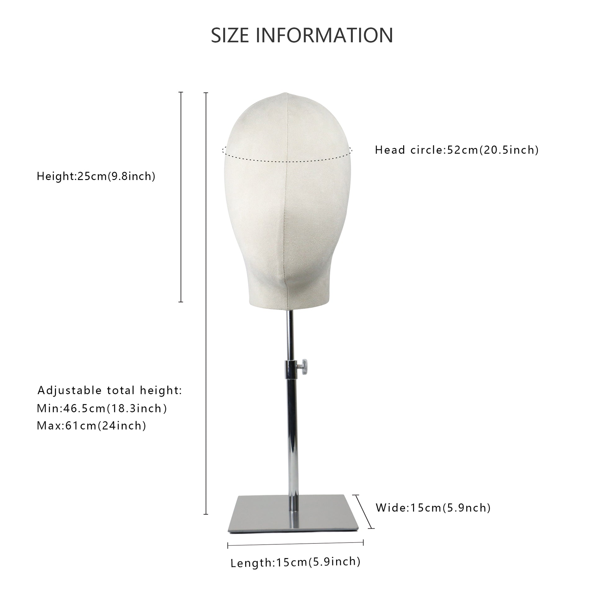 Adjustable Suede Mannequin Head, Linen Female and Male Mannequin Hat block ,Metal Hat Holder, High-grade Rack Accessories for Hair Boutique DE-LIANG