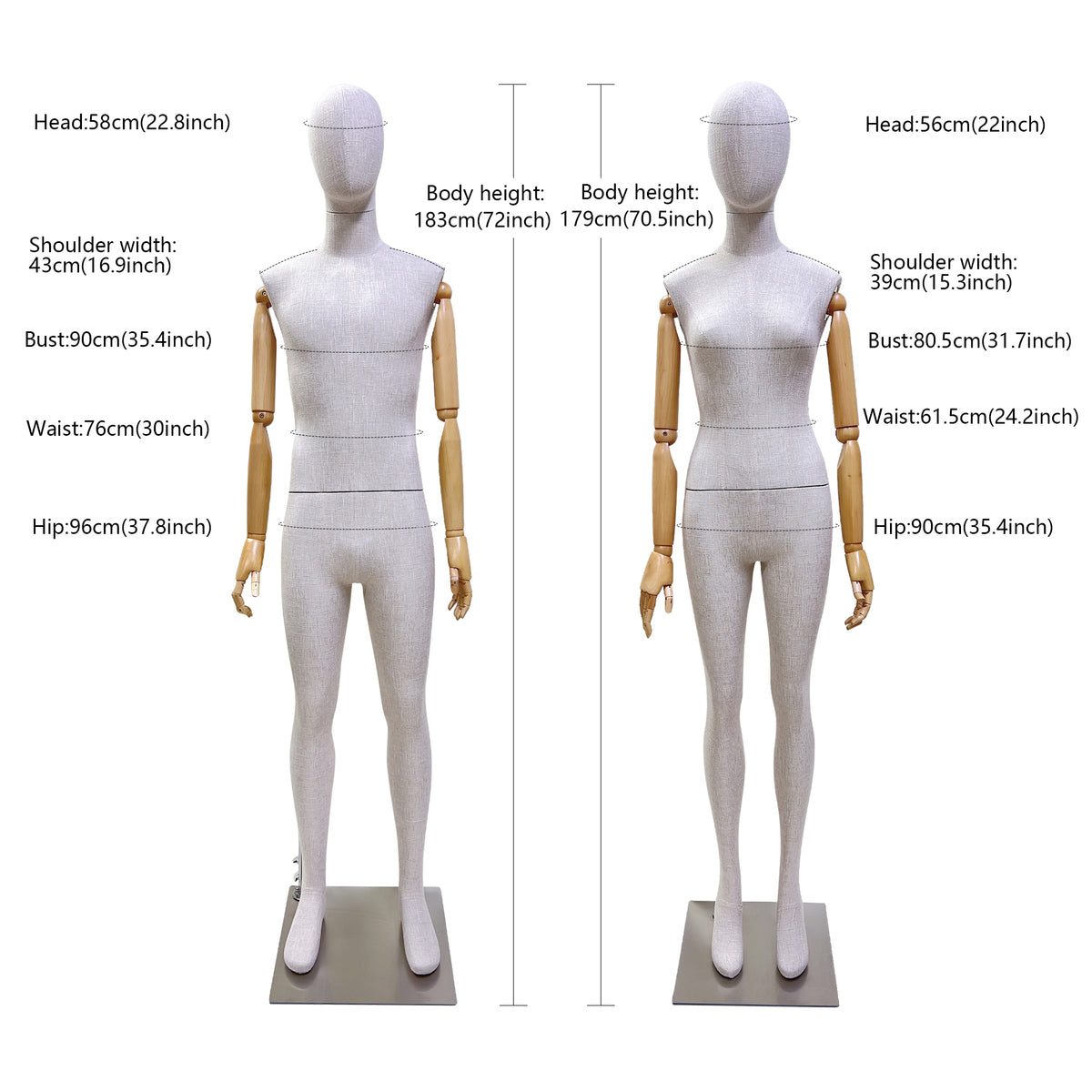  Luxury Bamboo Linen Fabric Mannequin Torso